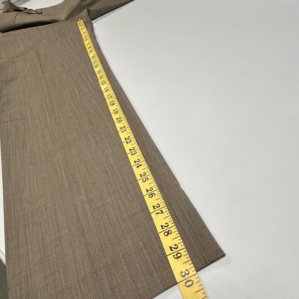 St John Women Trouser Pants 8 Straight Leg Wool Blend Belted Taupe Brown Career - Picture 9 of 11